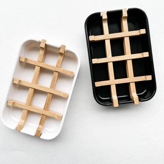 Bamboo & Cornstarch Soap Dish – Biodegradable 2-Layer Design for Longer-Lasting Soap