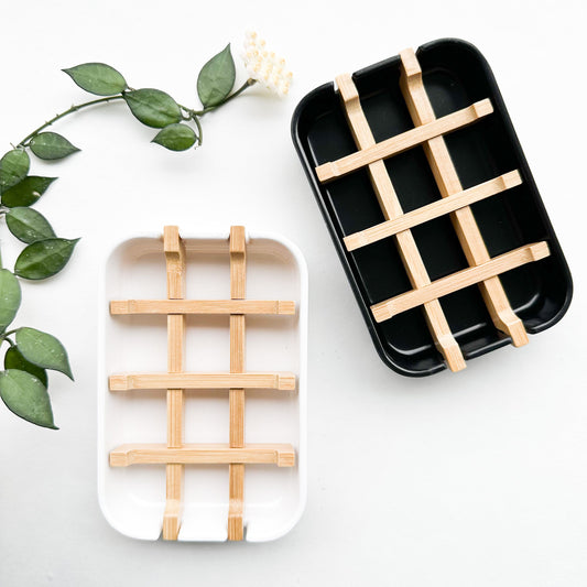 Bamboo & Cornstarch Soap Dish – Biodegradable 2-Layer Design for Longer-Lasting Soap