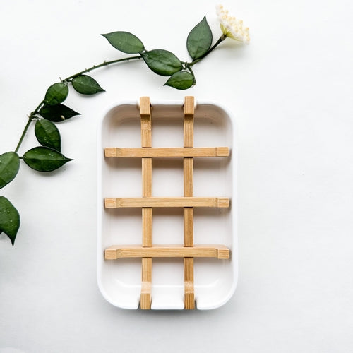 Bamboo & Cornstarch Soap Dish – Biodegradable 2-Layer Design for Longer-Lasting Soap