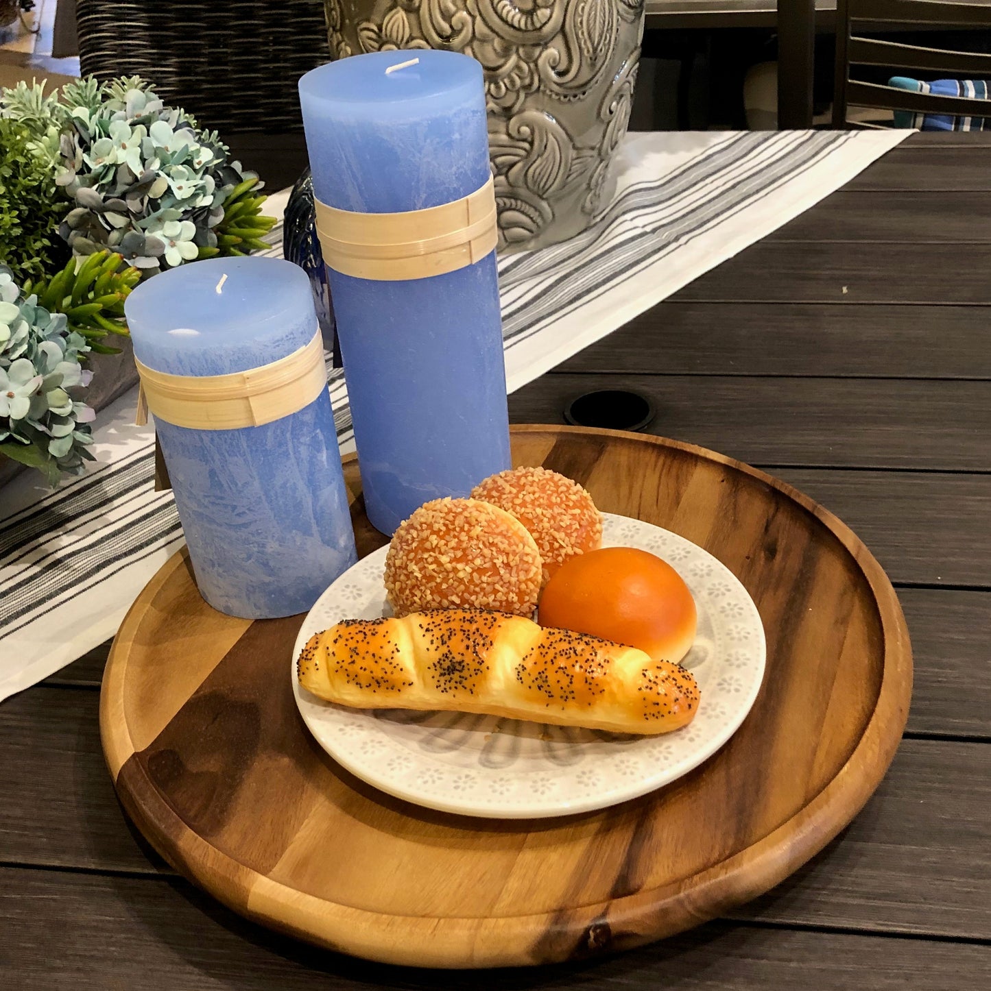 Round Acacia Wood Lazy Susan – Smooth 360° Rotating Serving Tray
