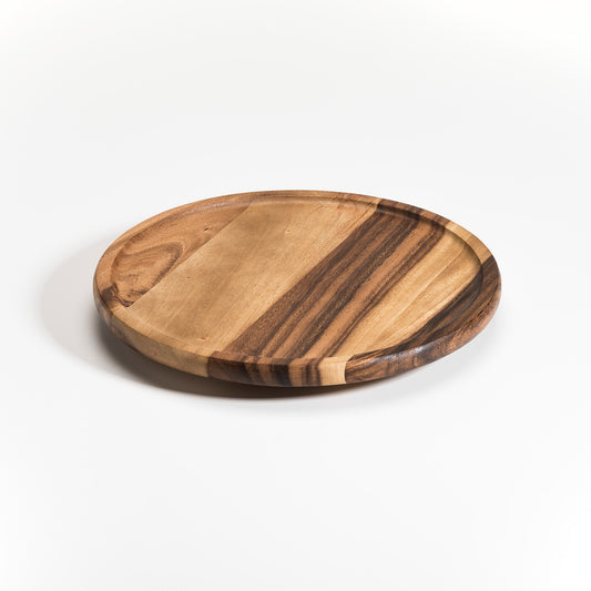 Round Acacia Wood Lazy Susan – Smooth 360° Rotating Serving Tray