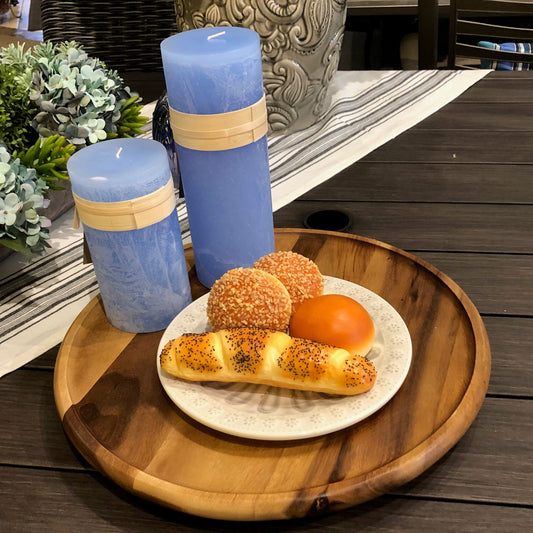 Round Acacia Wood Lazy Susan – Smooth 360° Rotating Serving Tray